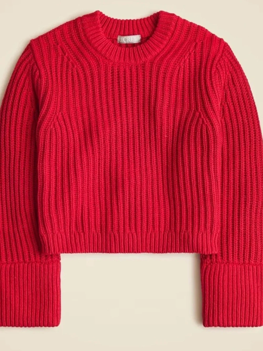 JCREW HERITAGE FISHERMANS CREWNECK SWEATER RED XL
